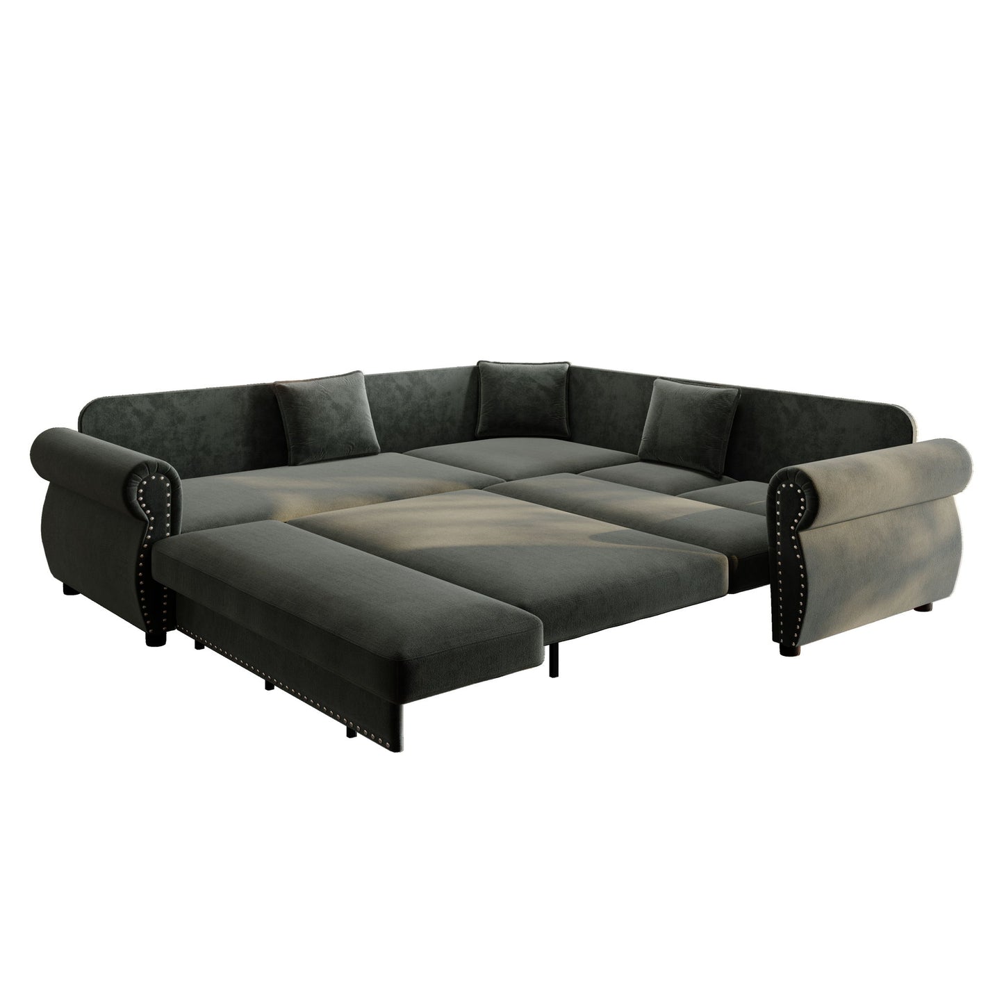 L-Shaped Sofa Couch With Pull-Out Bed