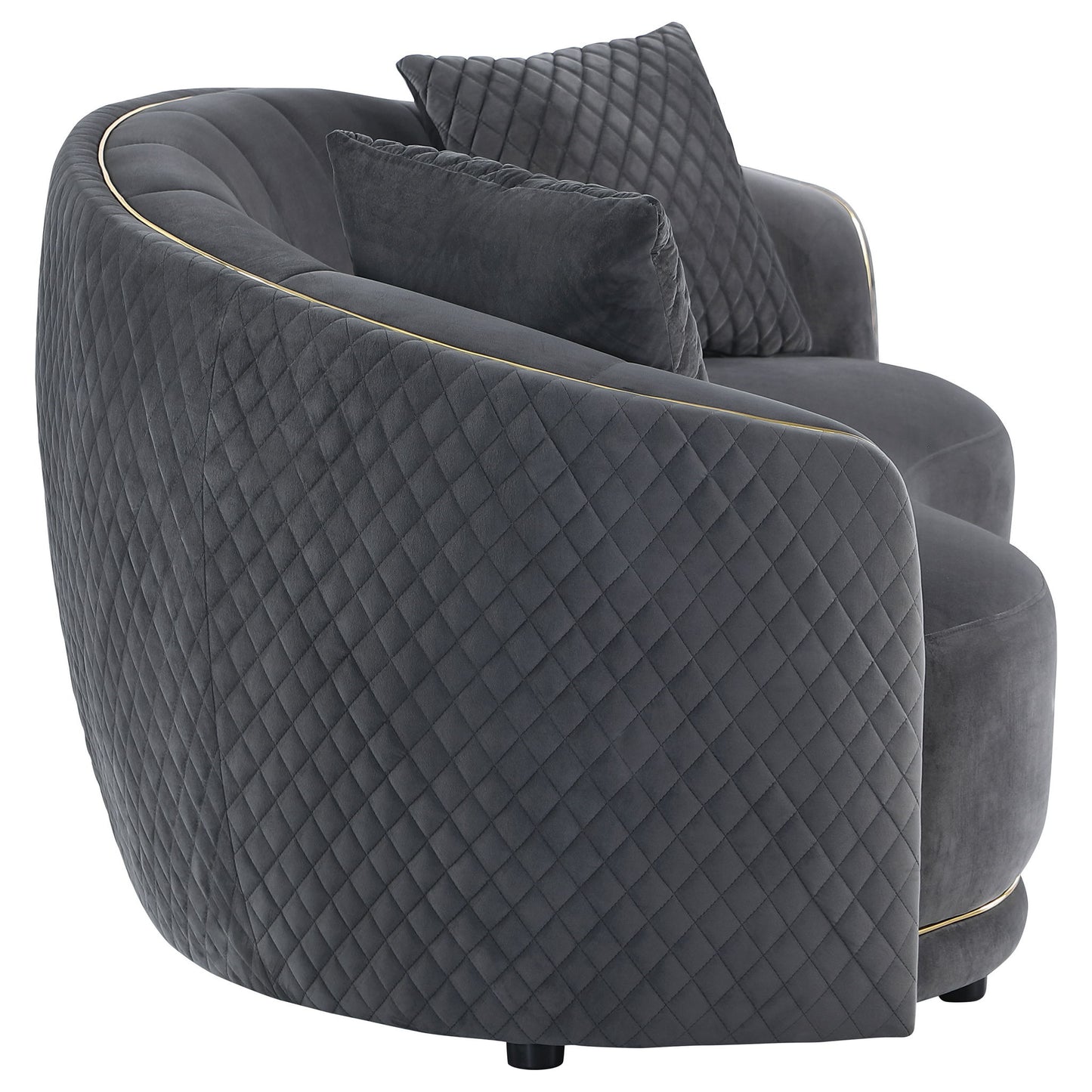 Lorraine - 2 Piece Upholstered Sofa Set With Tufting Trim - Dark Gray