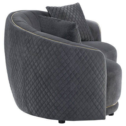 Lorraine - 2 Piece Upholstered Sofa Set With Tufting Trim - Dark Gray