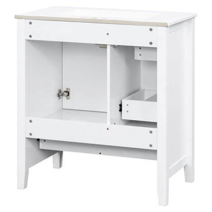 Modern Bathroom Vanity With Sink, 1 Cabinet & 3 Drawers