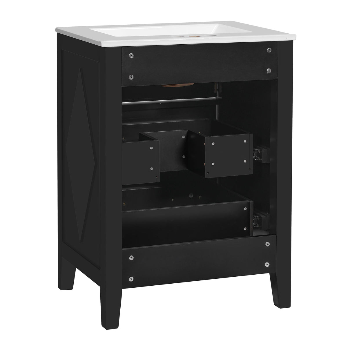 Bathroom Vanity With Sink, Free Standing Single Set, 3 Drawer Storage Cabinet