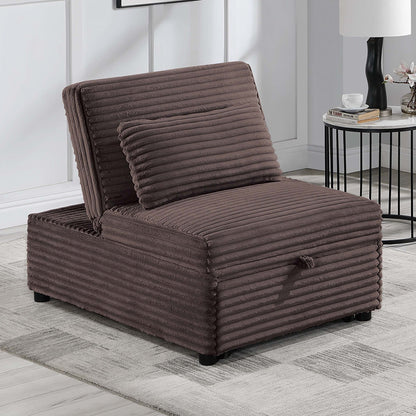 Sleeper Sofa Chair With Plush Cushion And Pull Out Bed Convertible Couch With Matching Pillow - Chocolate