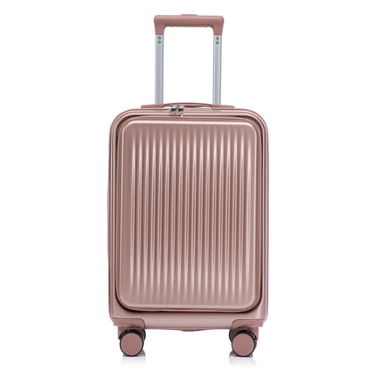 Luggage Set With Cosmetic Case, Combination Lock, Front Opening Design