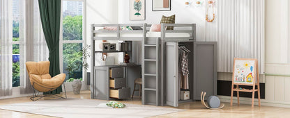 Loft Bed With Drawers, Desk, And Wardrobe