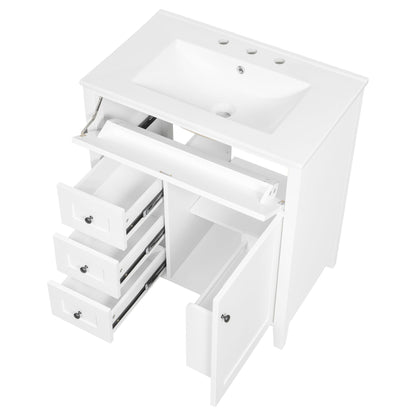 Modern Bathroom Vanity With Sink, 3 Drawers And Adjustable Shelf