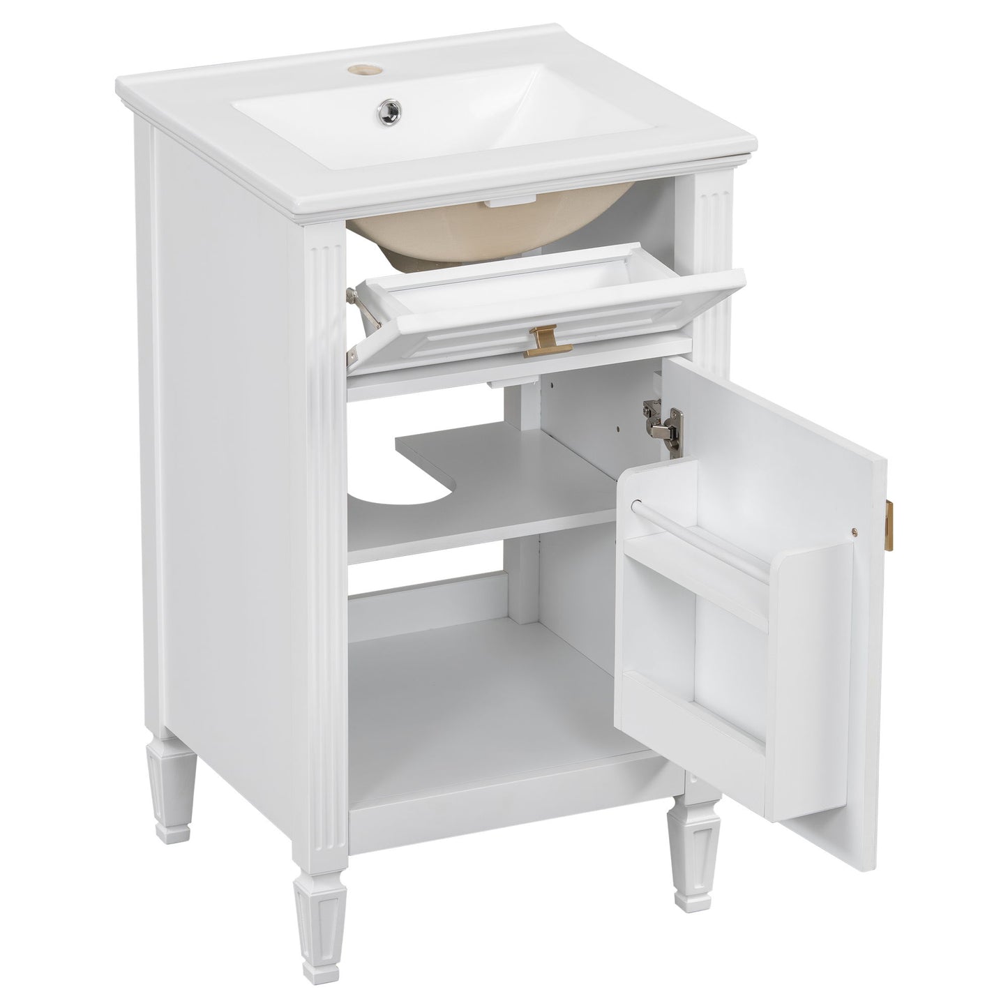 Bathroom Vanity With Sink, Adjustable Shelf, Tilt-Out Drawer