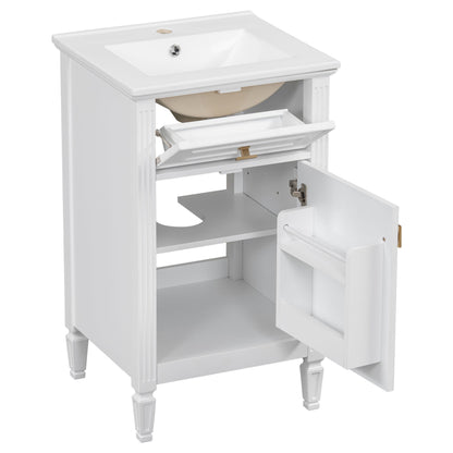 Bathroom Vanity With Sink, Adjustable Shelf, Tilt-Out Drawer