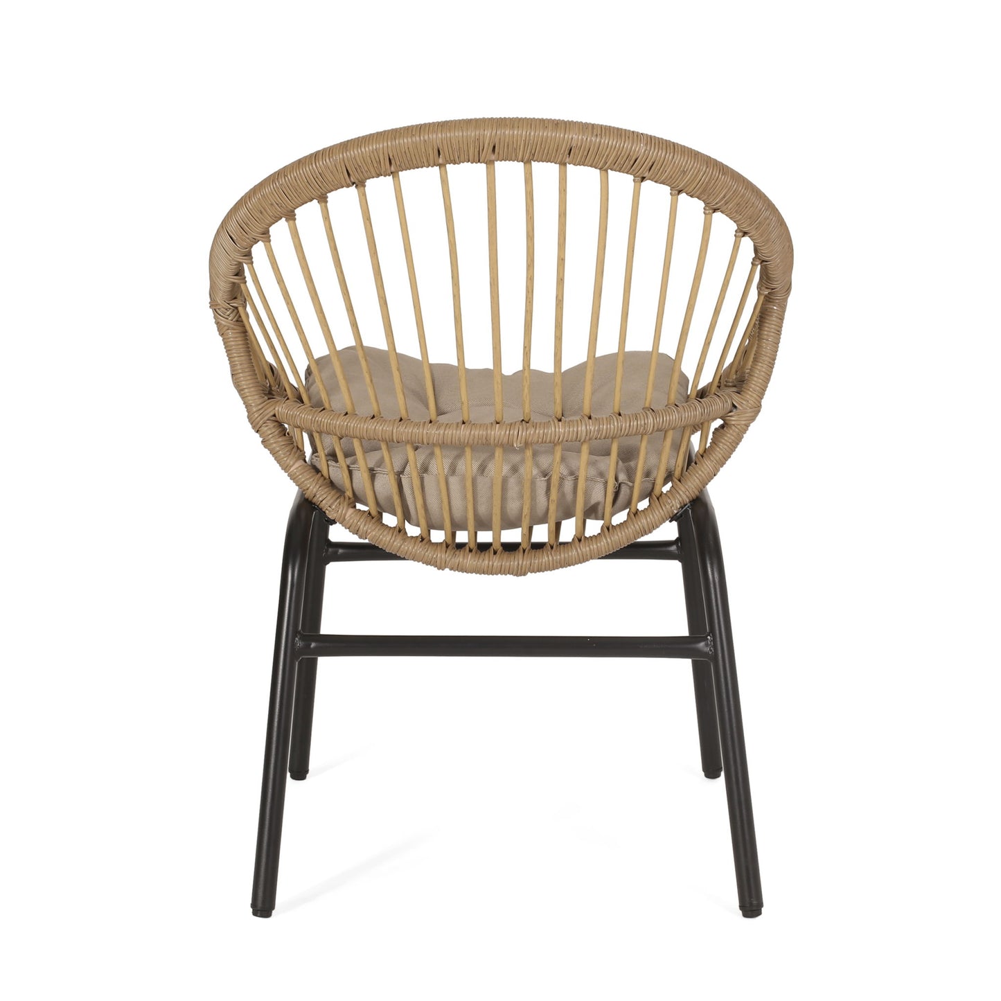 Outdoor Accent Chair With Curved Back And Basket Frame, (Set of 2) - Light Brown / Beige