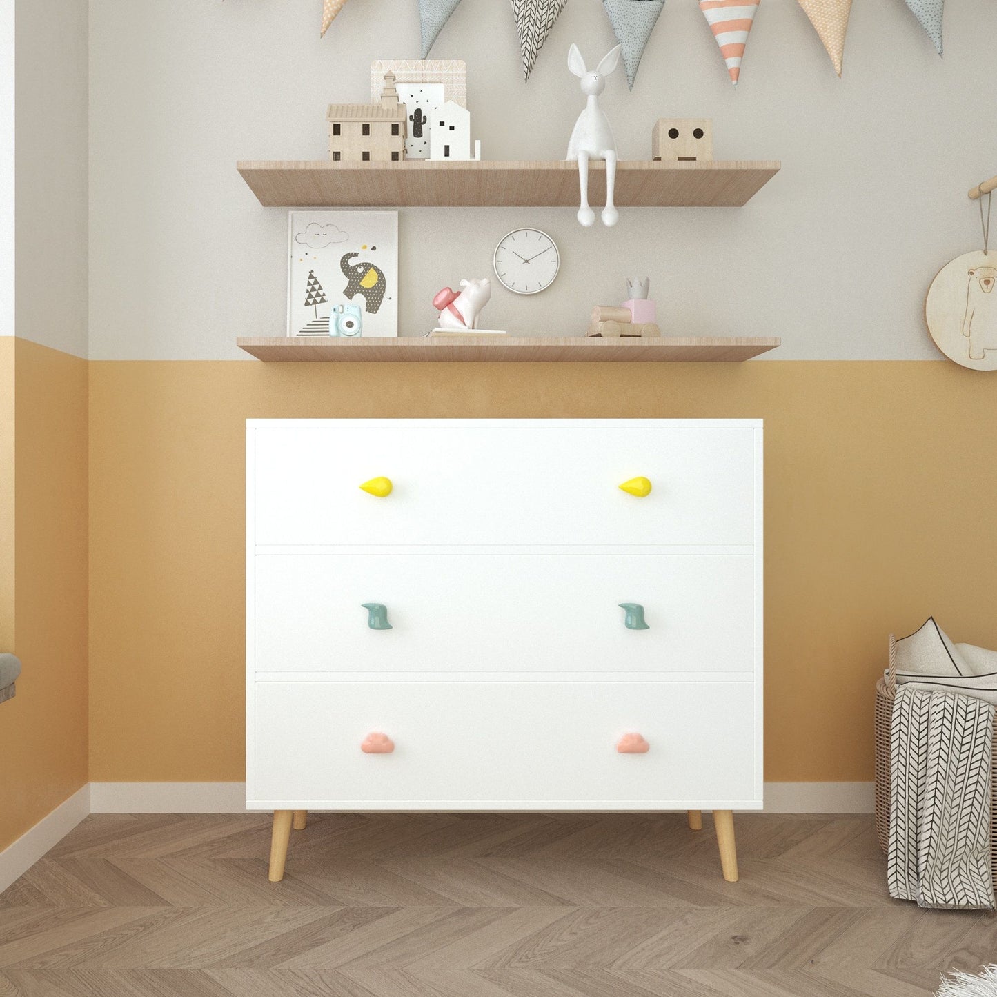 3 Drawer Dresser, Storage Cabinet With Anti Tip Safety