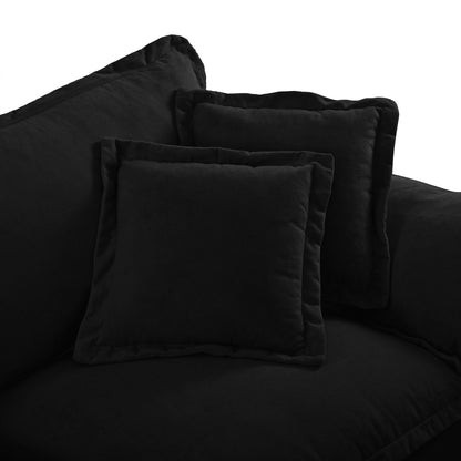 Modular Sectional Sofa With Movable Ottoman & Pillows