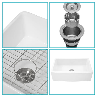 Farmhouse Sink, Apron Front Single Bowl With Arch Edge Design