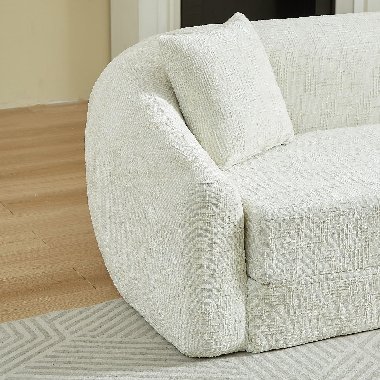 Curved Convertible Sofa, 2 In 1 Fold Out Bed With Pull Out Base And Deep Seat