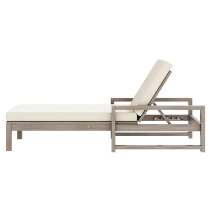 Outdoor Lounge Chairs, 5 Position Chaise Lounge With Adjustable Backrest (Set of 2) - Gray