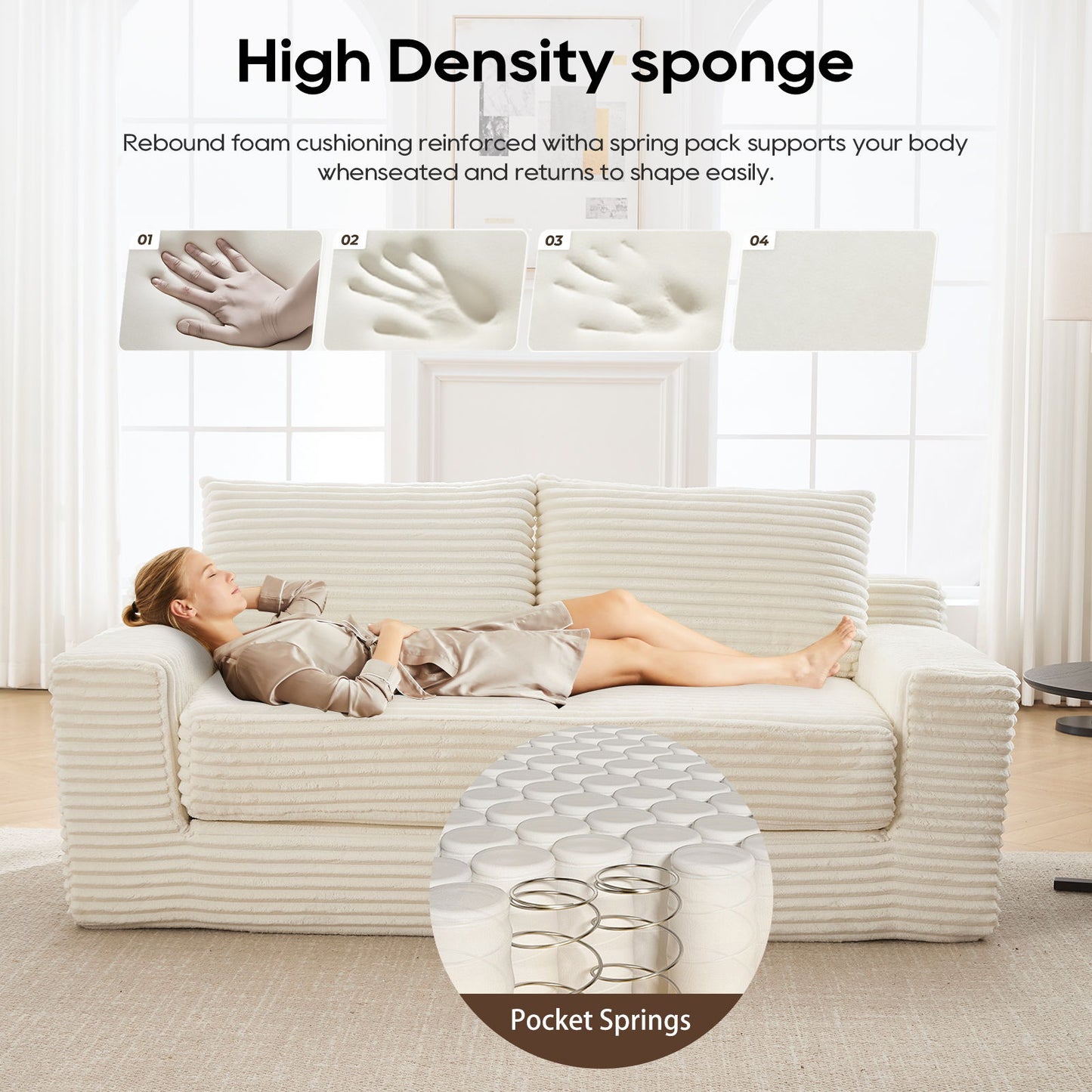 Convertible Loveseat Sofa Bed With Memory Foam & Steel Frame