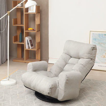 Modern With Metal Frame Swivel Game Lounge Chair With Adjustable Headrest And Waist Support, 360 Degree Rotatable Leisure Chair For Living Room - Gray