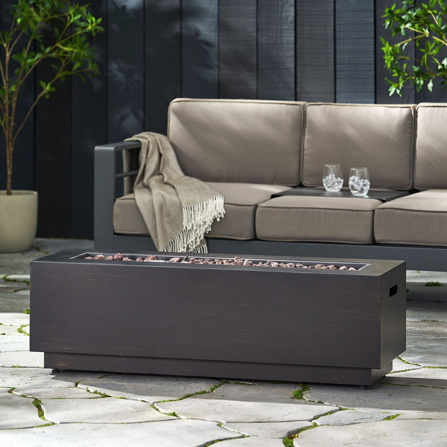 Modern Rectangular Iron Fire Pit 50, 000 Btu