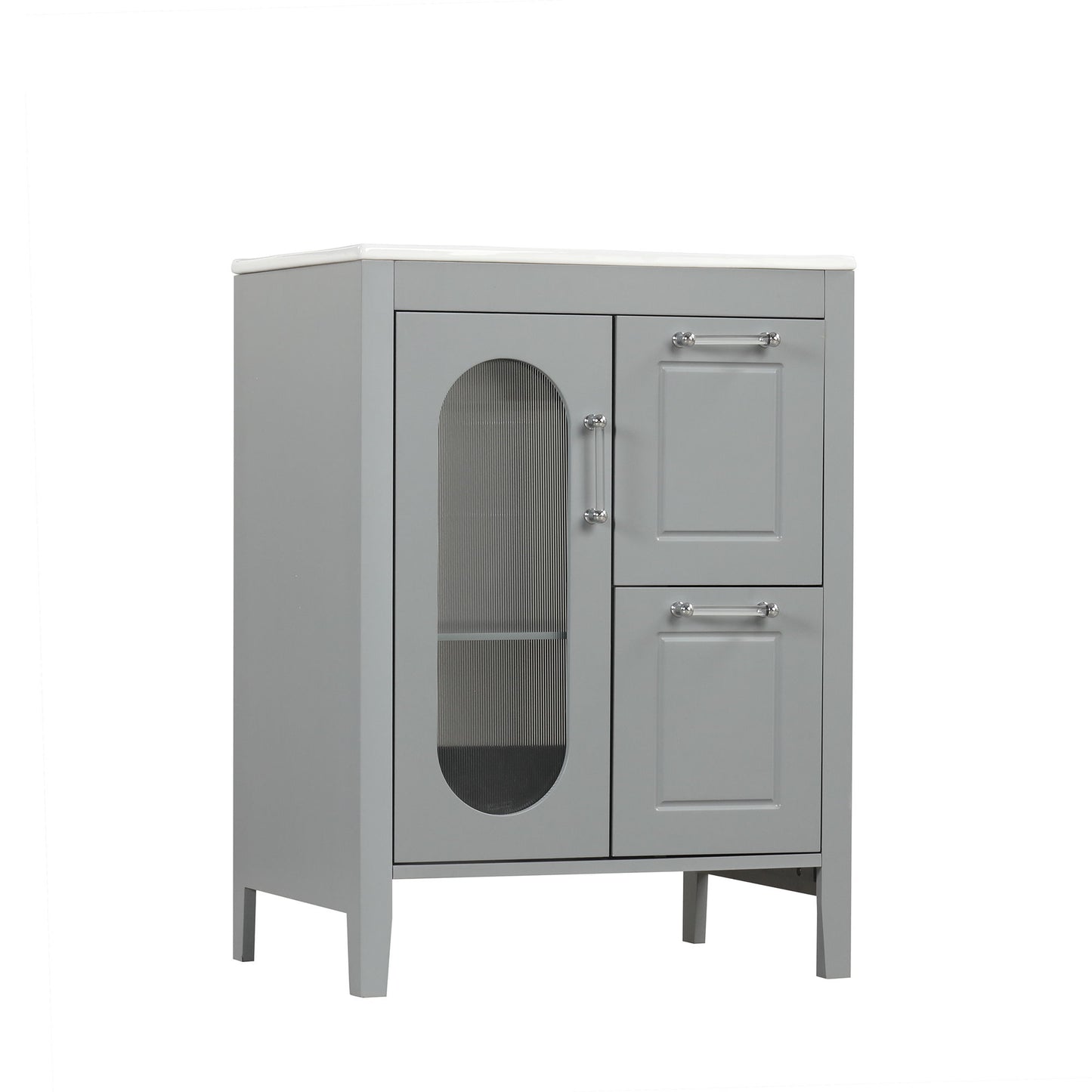 Modern Bathroom Vanity With Sink, Cabinet With 2 Drawers And Door, Adjustable Shelf