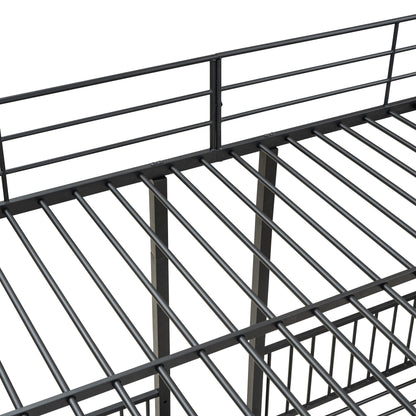 Full Over Twin-Twin Triple Bunk Bed With Drawers And Staircase - Black