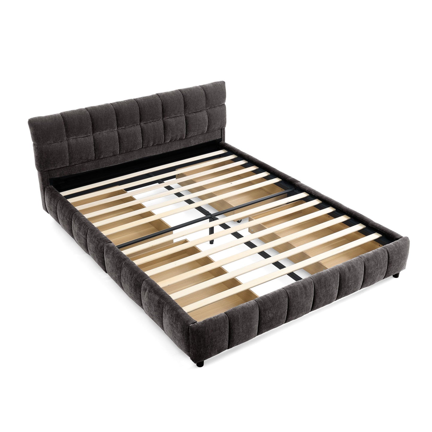 Modern Platform Bed Frame With Thick Fabric