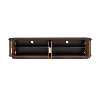 70" TV Stand With Ample Storage, Refined Curved Corners - Dark Brown