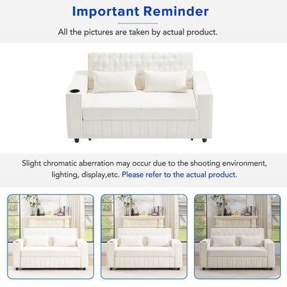 Pull-Out Sofa Bed Convertible Couch With Adjustable Backrest For Living Room