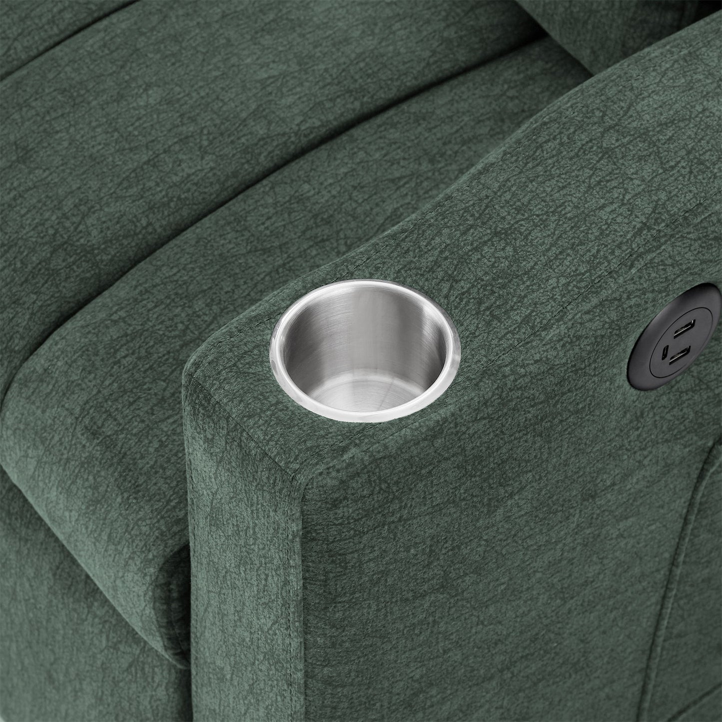 Convertible Sofa Bed Loveseat Sofa With Three USB Ports, Two Side Pockets, Two Cup Holders And 360° swivel Phone Holder For Living Room