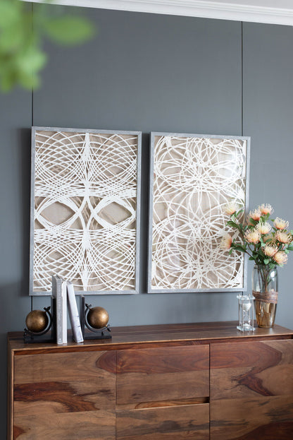Leaf Shadow Box Wall Decor (Set of 2) - White / Gray