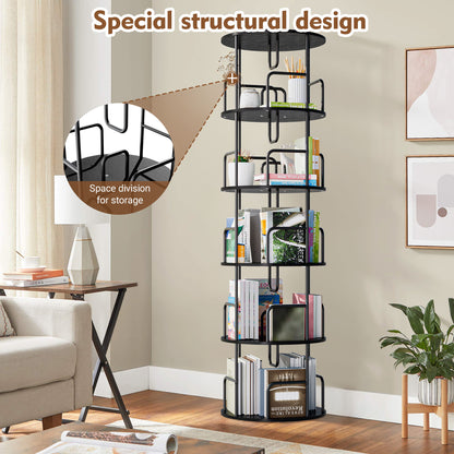 Rotating Bookshelf Tower 5 Tier Spinning 360 Degree Revolving Storage Shelf