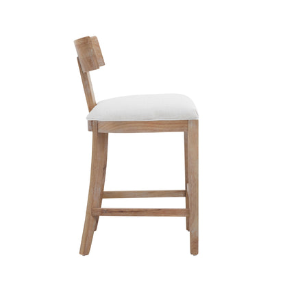 Upholstered Counter Height Bar Stools With Solid Rubber Wood Frame (Set of 2)