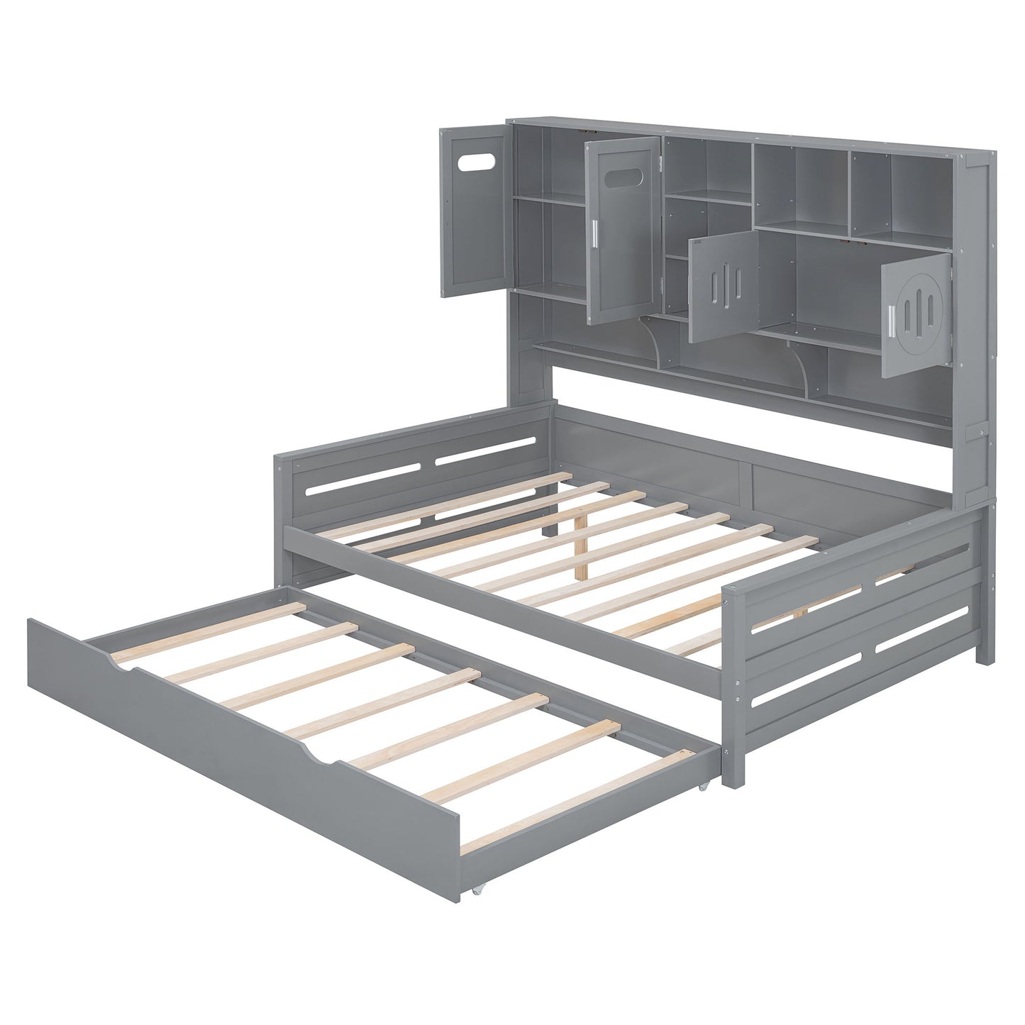 Daybed With All-In-One Cabinet And Shelf