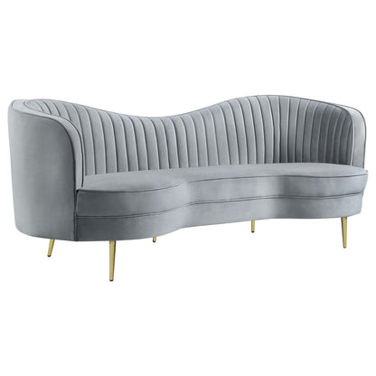 Sophia - 3 Piece Upholstered Channel Tufted Sofa Set - Gray