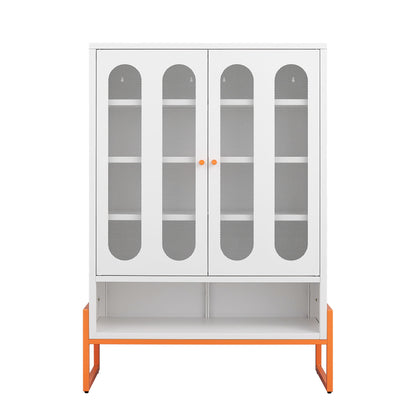 Modern Metal Shoe Cabinet With DoublebSided Doors And Adjustable Partitions