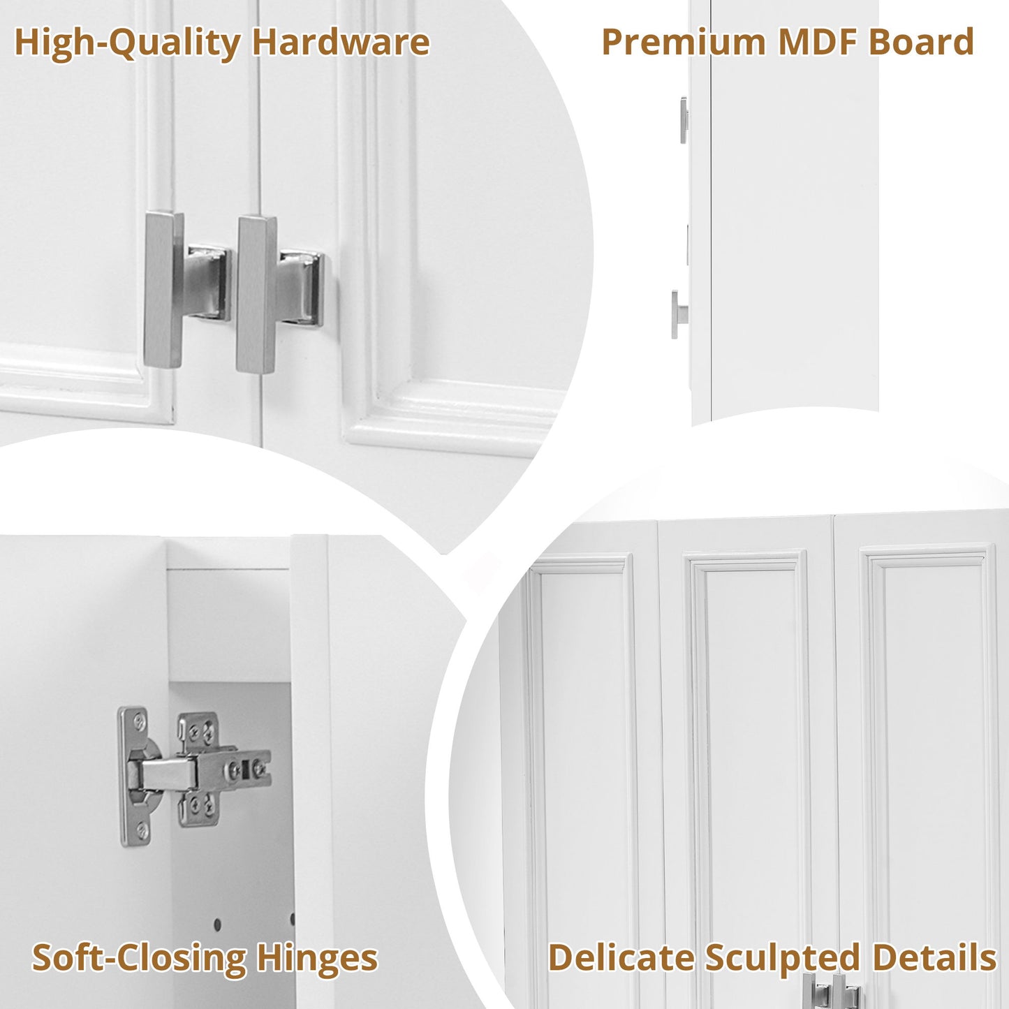 Wall Mounted Bathroom Cabinet With 5 Adjustable Shelves