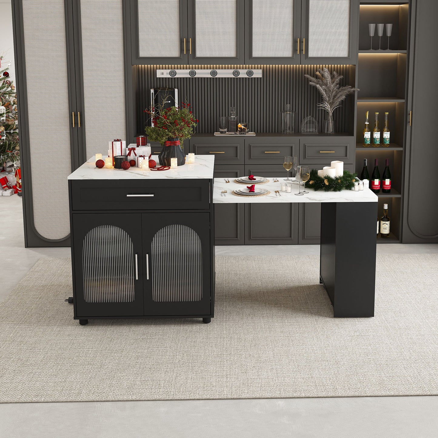 Expandable Kitchen Island With Power Outlet
