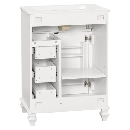Freestanding Bathroom Vanity With Sink, 3 Drawers & Flip-Out Drawer