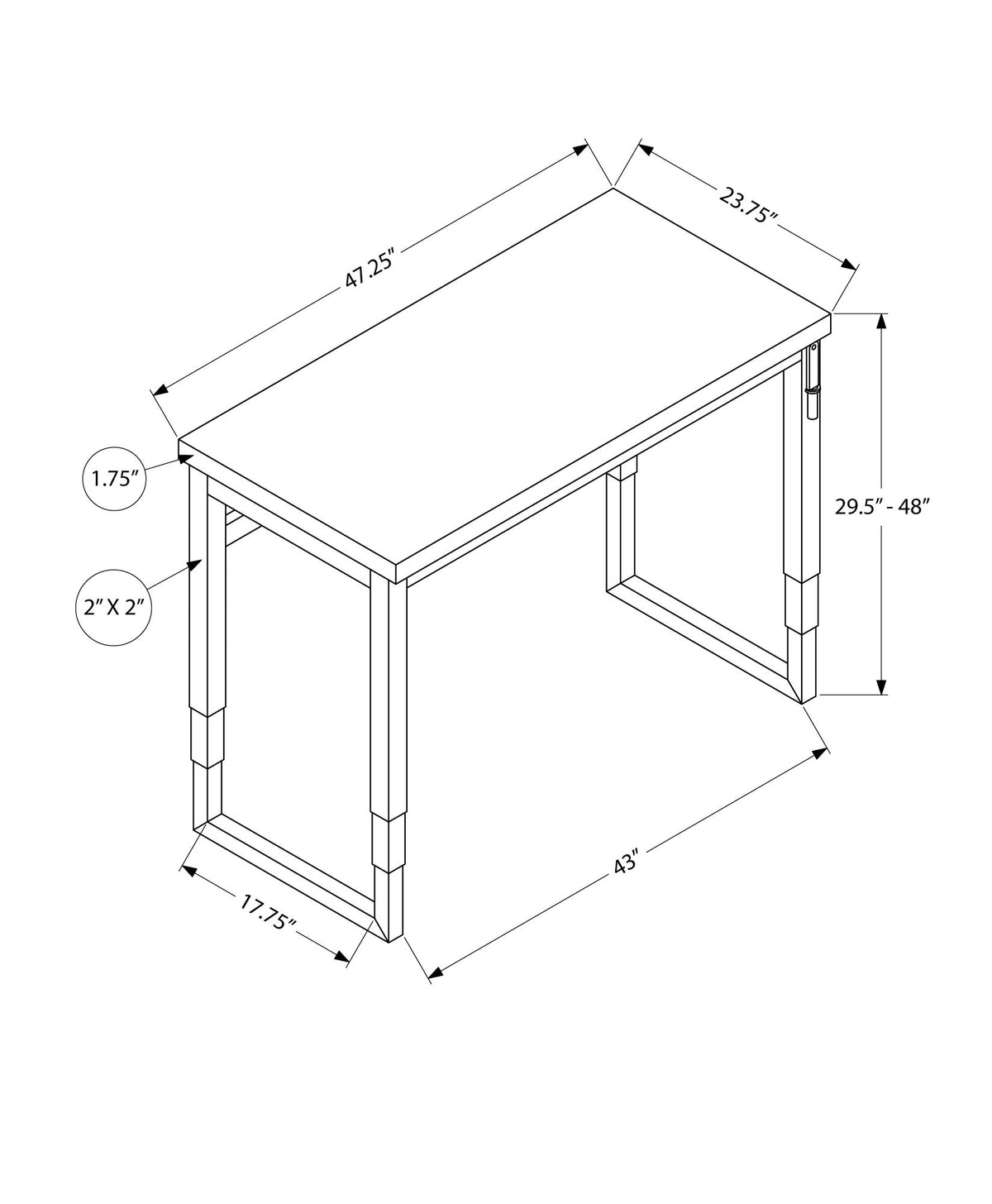 Computer Desk, Home Office, Standing, Adjustable, Laptop, Contemporary & Modern