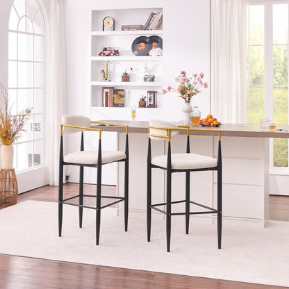 Upholstered Bar Stool With Ergonomic Design (Set of 2)