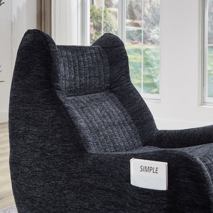 Bean Bag Chair With Armrests Oversized Comfy Beanbag Lounge Lazy Floor Sofa Accent Chair For Living Room - Black