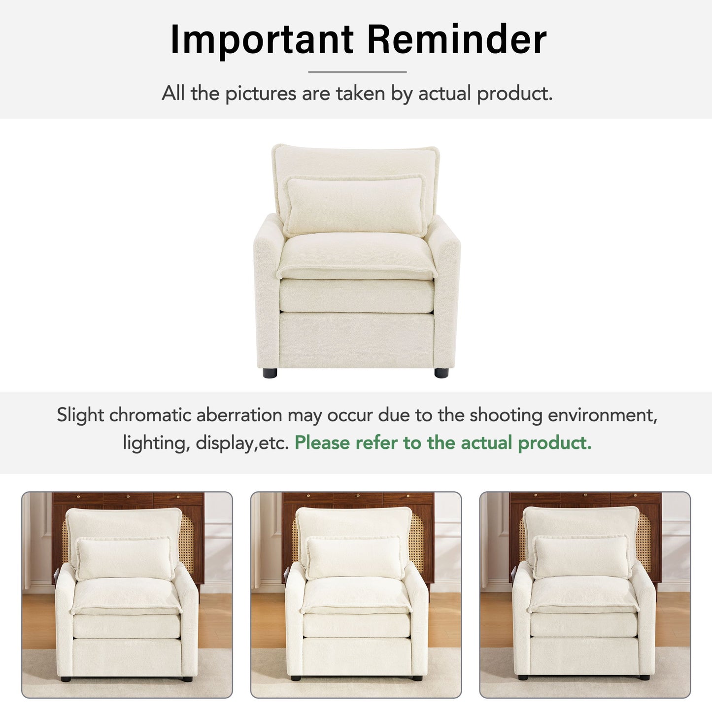 Modern Single Seat Accent Chair With Side Storage Pockets