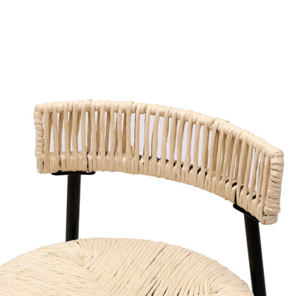 Boho Style Handwoven Paper Rope Counter Stools (Set of 2)