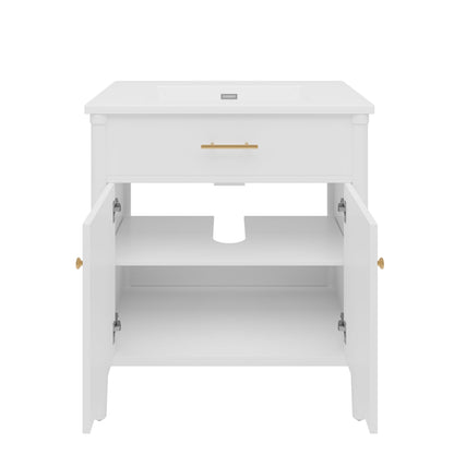 Bathroom Vanity With Sink, Soft Close Doors And Adjustable Shelf