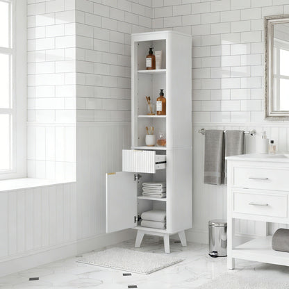 Tall Bathroom Storage Cabinet With Adjustable Shelves And 1 Drawer & Door
