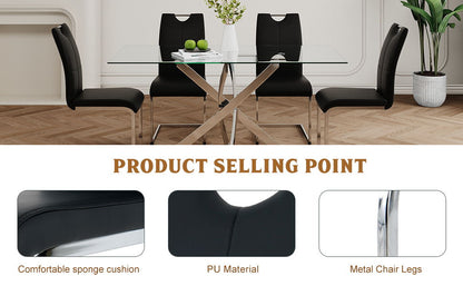 Modern Dining Chairs With Padded Seat And Metal Legs