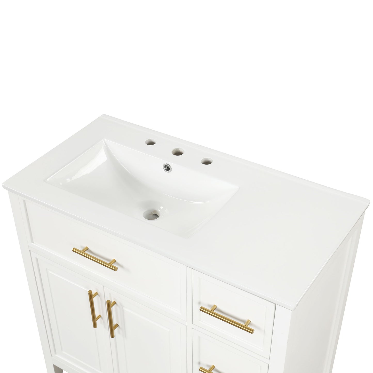 Modern Bathroom Vanity With Sink Top, 2 Doors And 3 Drawers