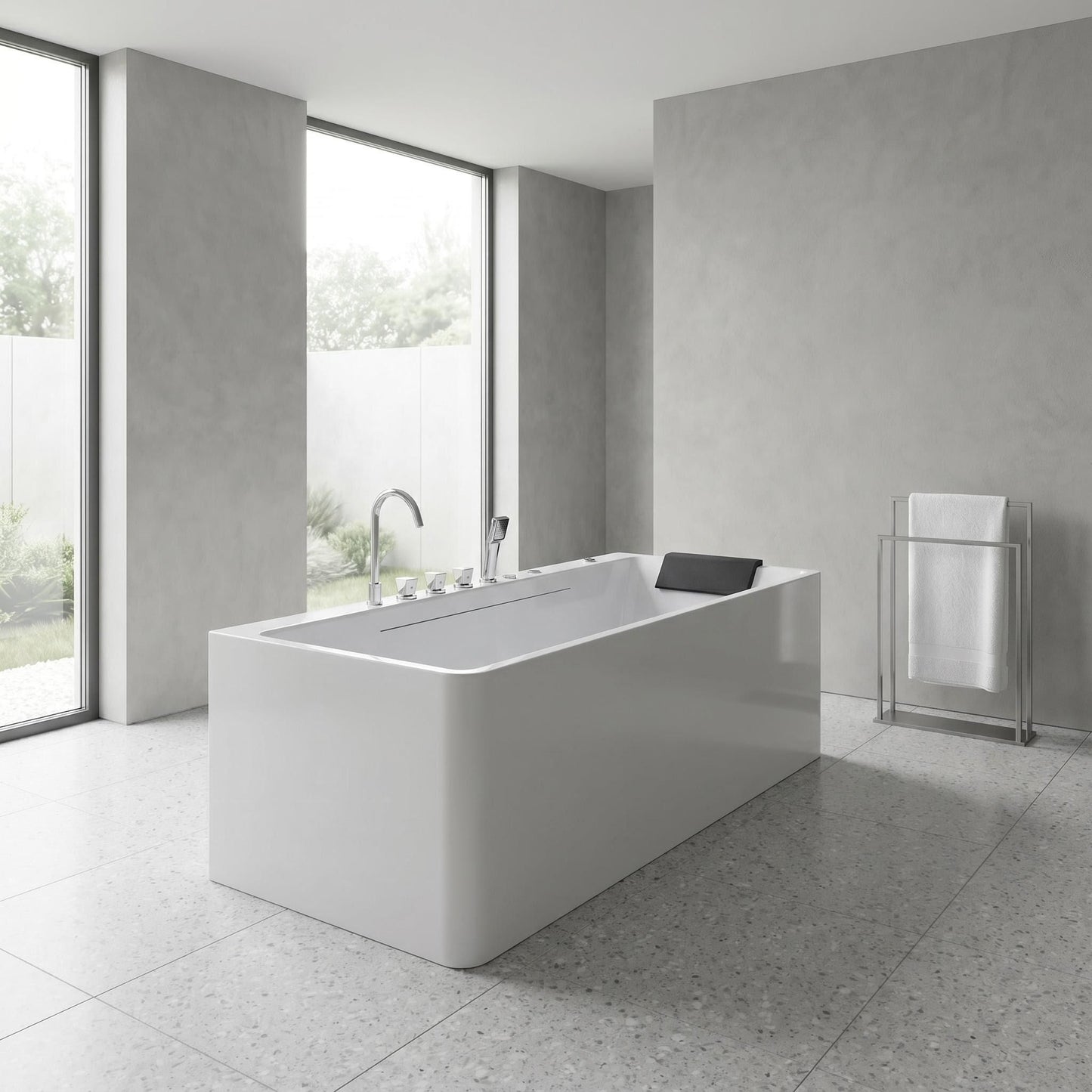 Xavier - Single Massage Bathtub, Equipped With Gfci Plug And Ul Certified Water Pump, Upc Certified Drain - Milk White