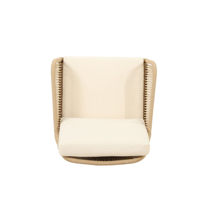 Outdoor Club Chair With Rope Weave Design - Teak