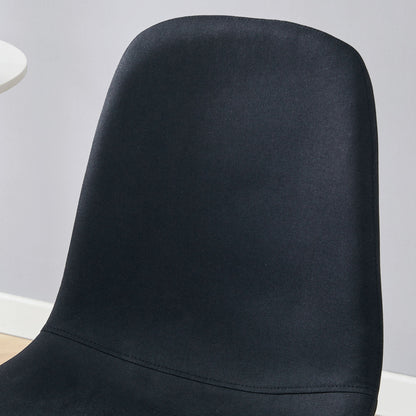 Luxury Simple Chair (Set of 4) Linen Cotton High Resilience Dining Chair With Metal Color Leg - Black / Walnut