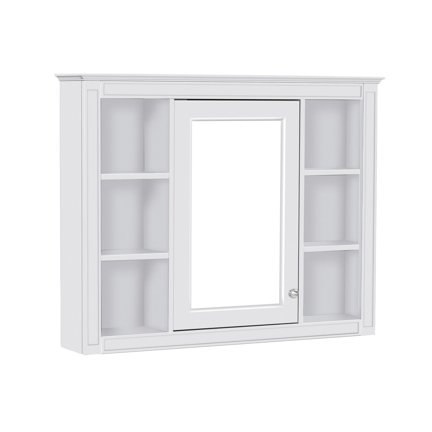 Bathroom Vanity With Mirror Cabinet, Single Sink With 2 Soft Closing Doors And 4 Drawers