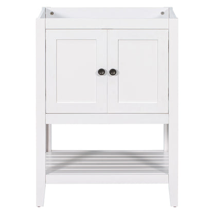 Bathroom Vanity Base Only, Soild Wood Frame, Bathroom Storage Cabinet With Doors And Open Shelf