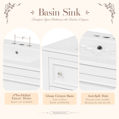 Bathroom Vanity With Medicine Cabinet, Storage Cabinet With 4 Drawers, Adjustable Shelf Mirror